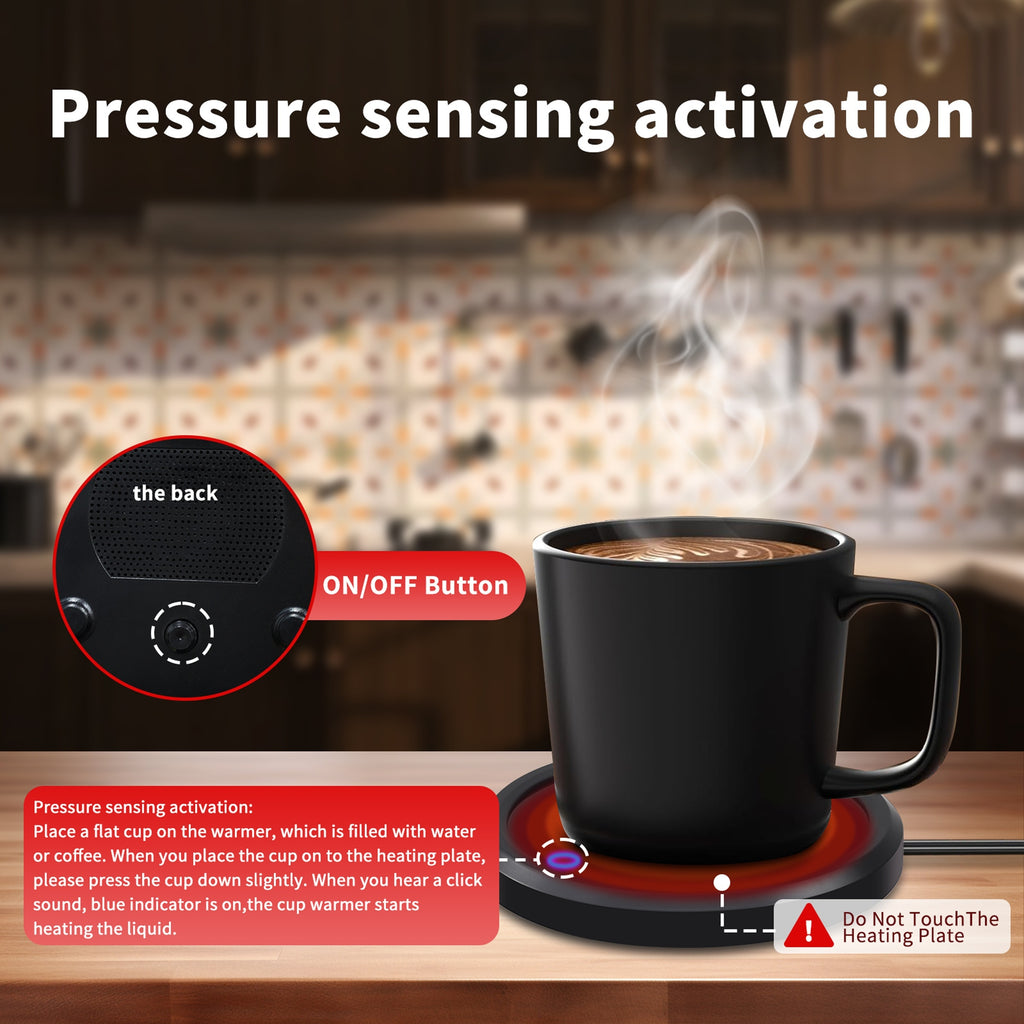 LALAYUAN Electric Mug Warmer, Fast Heating Coffee Cup Warmer with Temperature Control, 110V US Plug, Plug Powered Beverage Heater, with Desk, for Coffee Lovers, Coffee, Milk, Tea, Candle Wax Gift