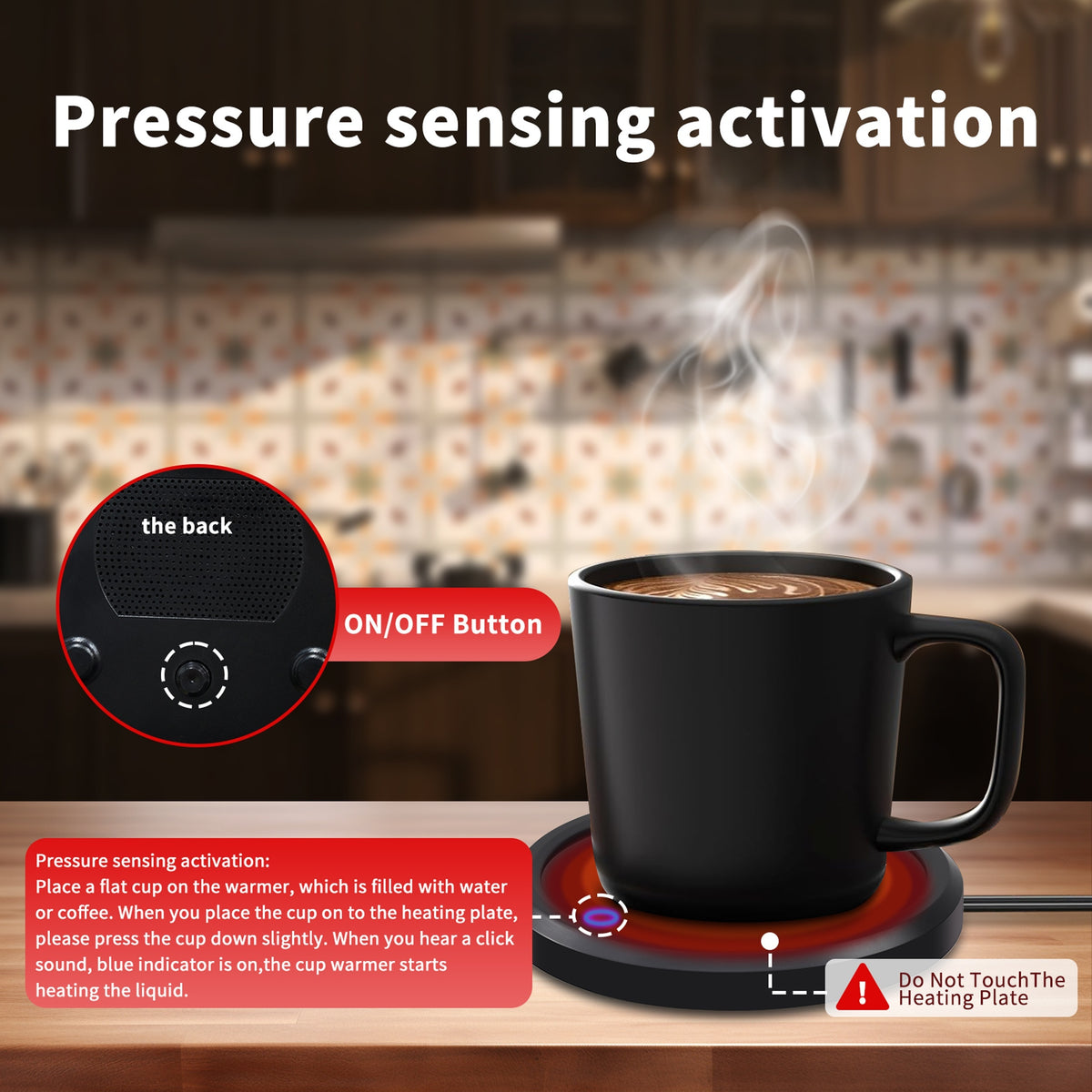 LALAYUAN Electric Mug Warmer, Fast Heating Coffee Cup Warmer with Temperature Control, 110V US Plug, Plug Powered Beverage Heater, with Desk, for Coffee Lovers, Coffee, Milk, Tea, Candle Wax Gift