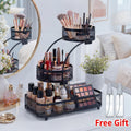 Metal Mesh Countertop Organizer, Three-Tier Basket Storage Rack with Black or White and Mini Options for Cosmetics, Toiletries, Kitchen and Desk Essentials