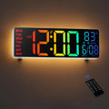 Large LED Digital Wall Clock, 10.5-Inch Display with Dual Alarms, Eight Color Options, Night Light, Auto DST and Temperature for Bedroom and Living Room