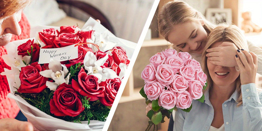50/100pcs Red Roses Artificial Flowers, Real Touch Velvet Roses Bouquet Fake Flowers Bulk, Artificial Roses with Long Stems for Valentines Day Gift DIY Bridal Wedding Centerpiece Decorations, Mothers Day Decor, Home Decor, Room Decor, Rosas Eternas