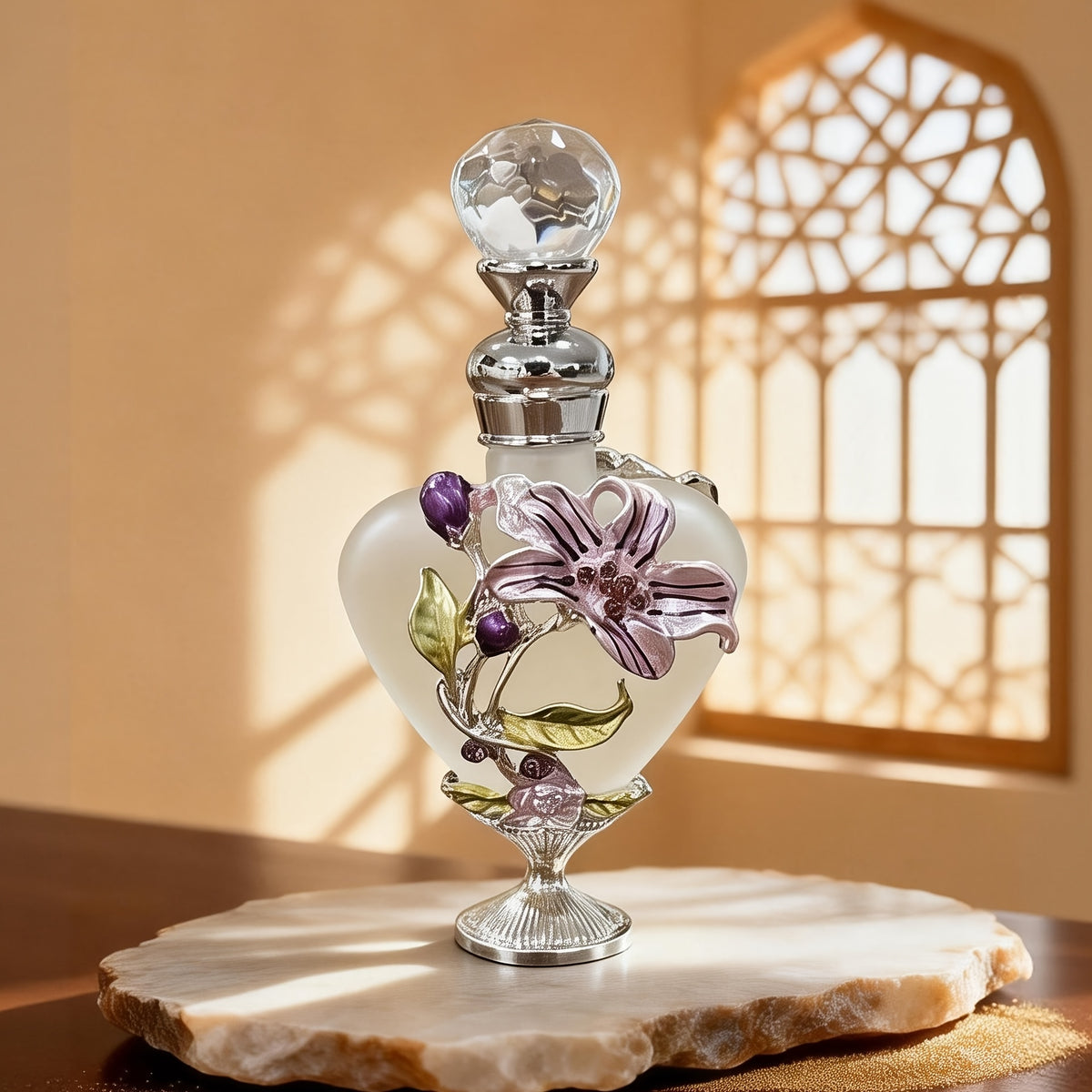 Enamel Peach Heart Bottle 0.34oz Vintage Orchid, Refillable Containers, Portable Decorative Essential Oil Bottle, Holiday Travel Perfume And Essential Oil Personal Care Dispenser Bottle, Have For The Sophisticated Girl (No Perfume, Empty Bottle Only)