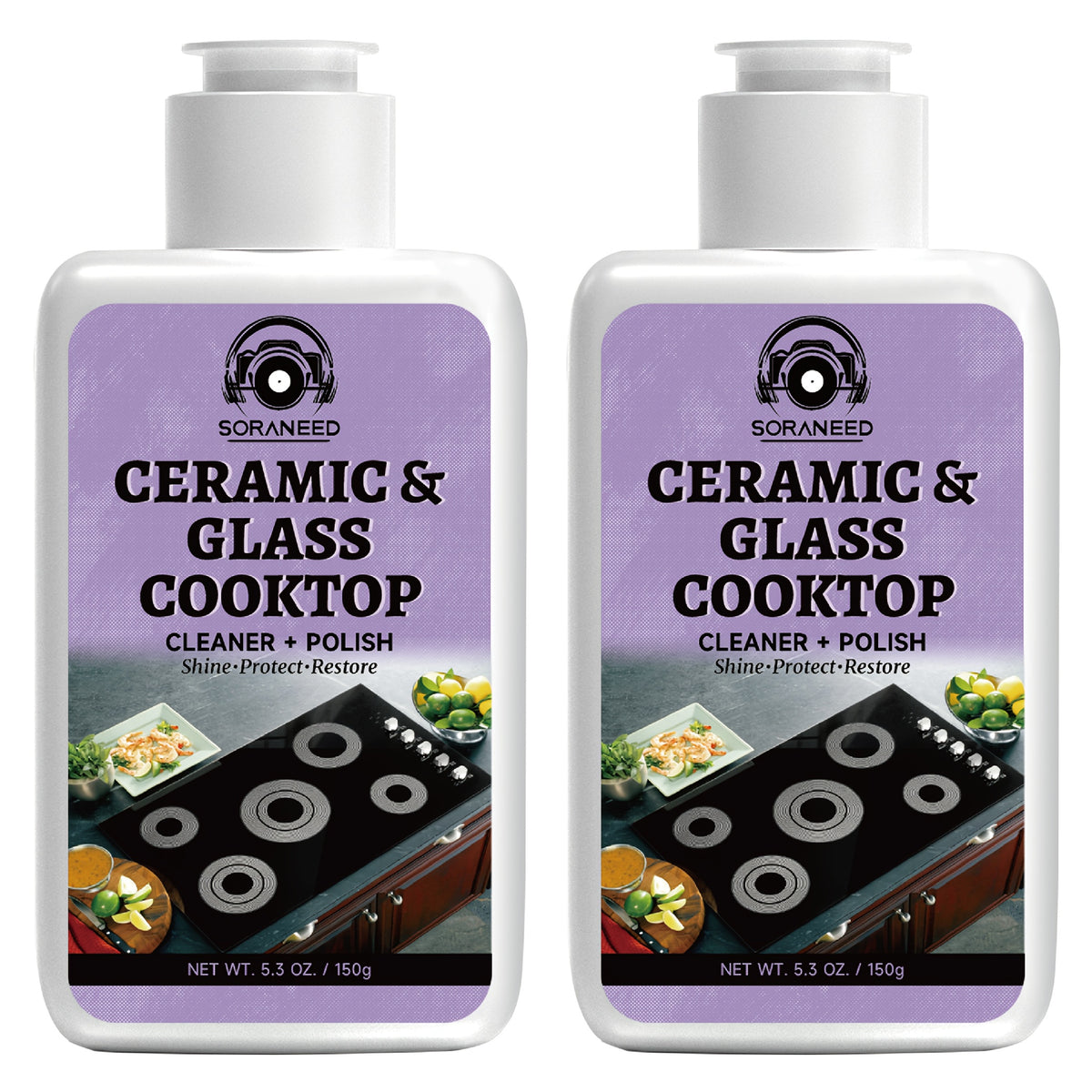 Fast-acting Ceramic Stove Cleaning Kit, A Fast-acting Stovetop Cleaner That Removes Burnt-on Grease And Stains Without Leaving Scratches. Gentle Ingredient, Non-irritating And Non-pungent, No Toxic Residue, A Healthier Home Clean Supplies And Produc