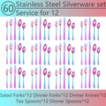 Titanium Plated Rainbow Silverware Set, 20 or 60 Piece Mirror Polished 304 Stainless Steel Flatware with Knives Forks and Spoons for Home and Holiday Dining