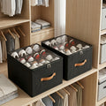 Shoe Storage Bin Set, 2-Piece Closet Organizers with Transparent Lid, Reinforced Handles and Foldable Storage for Boots, Heels and Sneakers