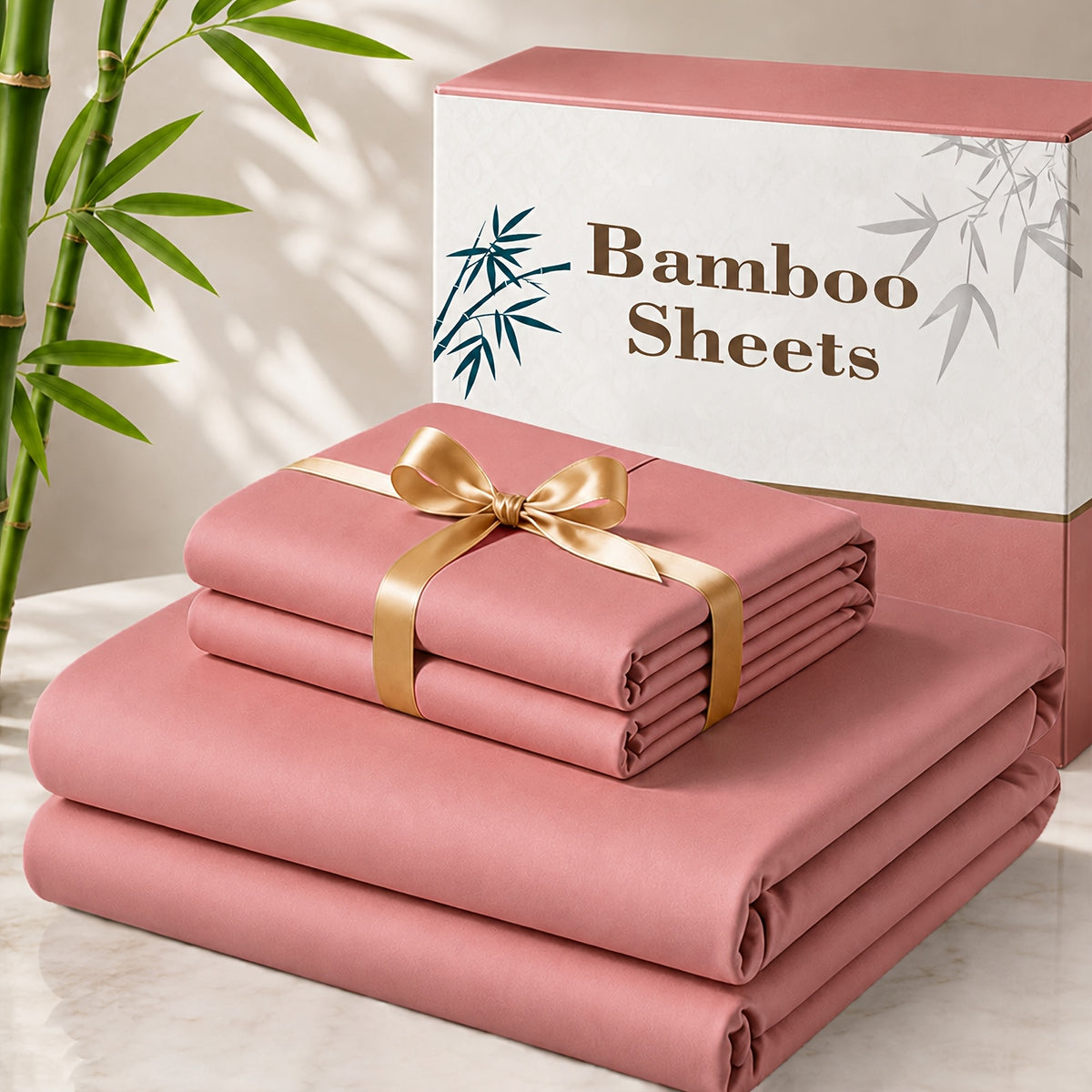 3/4pcs Cooling Bamboo Bed Sheet Set, 3000 TC Extra Deep Pocket 20 Inch Bed Sheet, Children Luxury Soft Hotel & Cooling Sheet Set for Hot Sleepers, Wrinkle And Shrink Resistant, Fitted Sheet And Flat Sheet And Pillowcases, Twin/Full/Queen/King