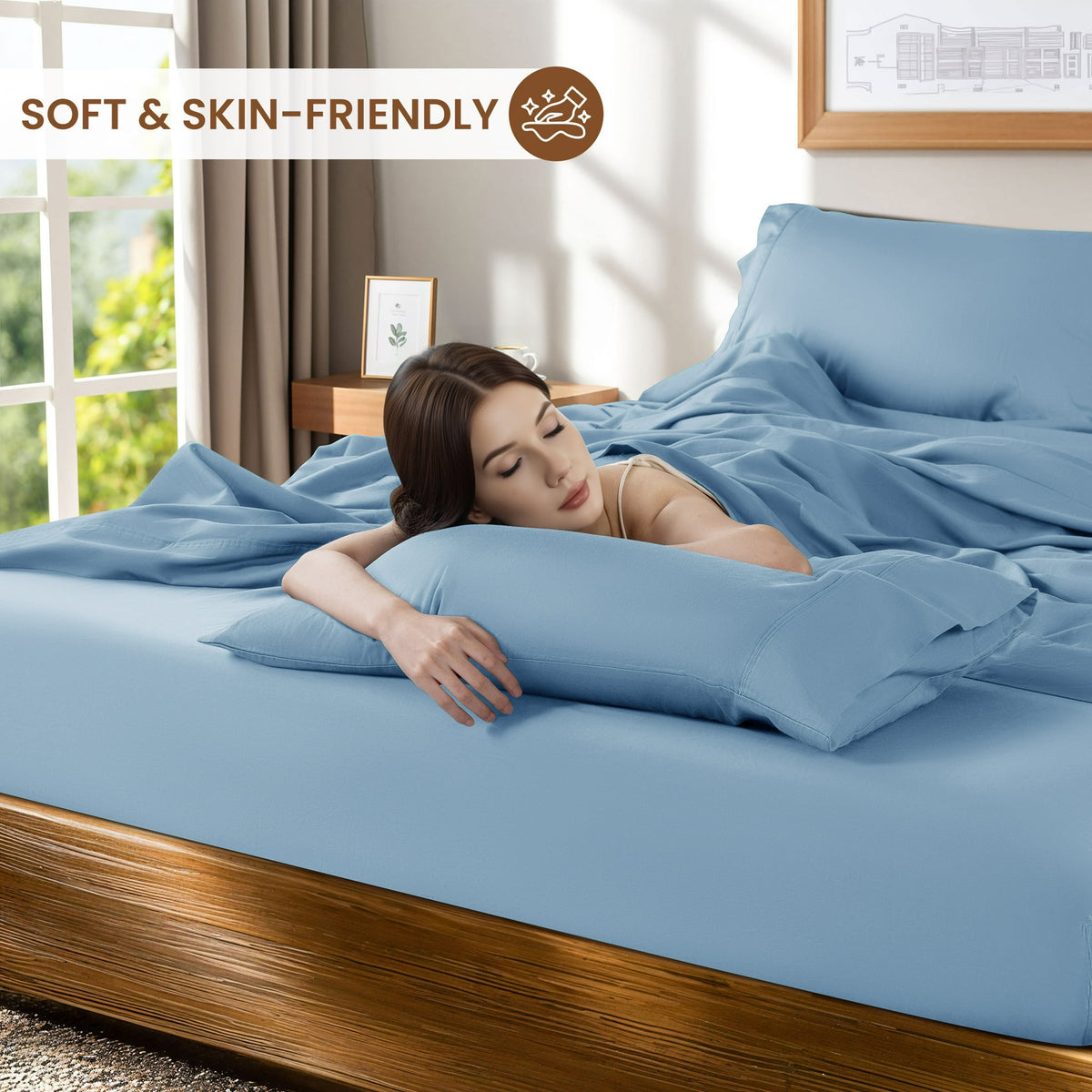 [Breathable Bamboo Sheets] 3/4pcs Breathable Bamboo Bed Sheets Fitted Sheet And Pillowcases Set Child Sheet And Pillowcase Sets, Queen Bamboo Twin Sheet Set, Cooling Queen Sheets Set