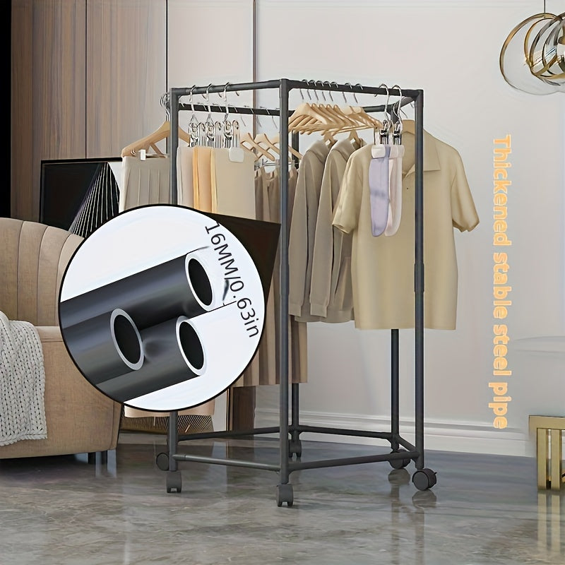 Hexagonal Rotary Clothes Rack, Self-Standing Vertical Clothing Hanging Rack, Suitable for Laundry And Household Storage Space Saving (Black/White), Easy Storage Device, Durable Structure, High-Quality Materials, Small Apartment Living, Convenient