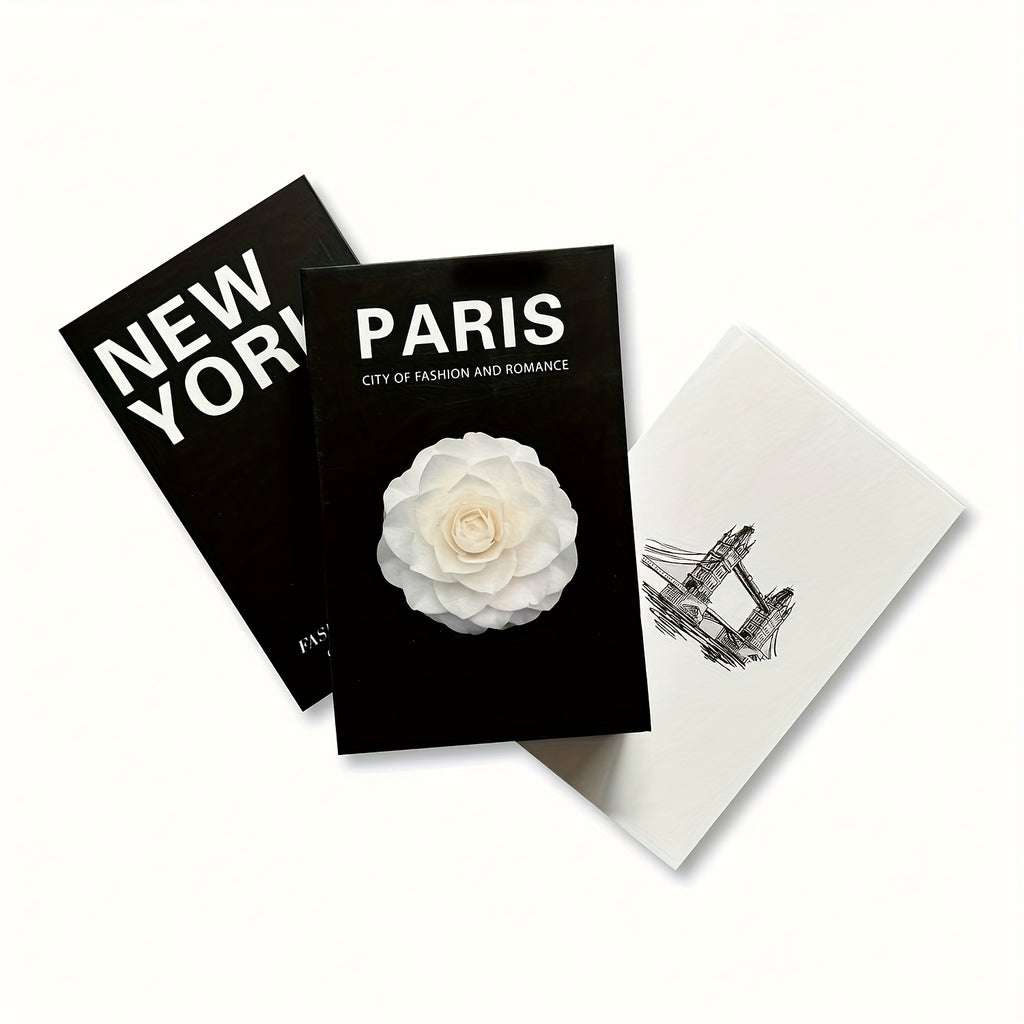 3pcs Luxury Faux Decorative Books - London, New York, Paris - Classic Style, Designer Fake Books for Home Bookshelf & Living Room Fashion Decor, Paper Material, Bookshelf Decor | Classic Style Books | Paper Covered Books, Bookshelf Decorations