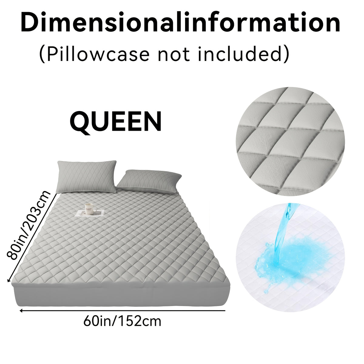1pc Luxury Waterproof Mattress Protector with Side Storage Pocket, Diamond Quilted Deep Pocket Mattress Cover Including Random Color, Breathable Cooling Mattress Pad, Soft Noiseless Bed Protector for Twin Full Queen King