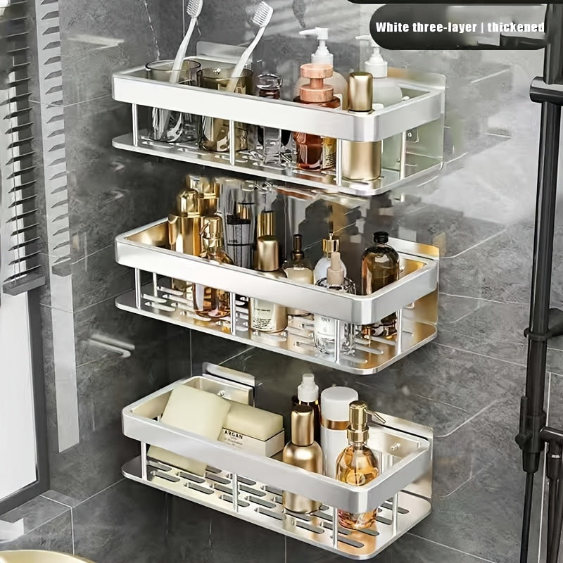 Multi-piece Shower Rack Bathroom Rack Wall-mounted Storage Rack Bathroom Shampoo Lotion Cosmetics Storage Rack Kitchen And Bathroom Storage Space-saving Storage Rack-no Drilling Required, Suitable for A Variety Of Scenarios-Free Traceless Sticker