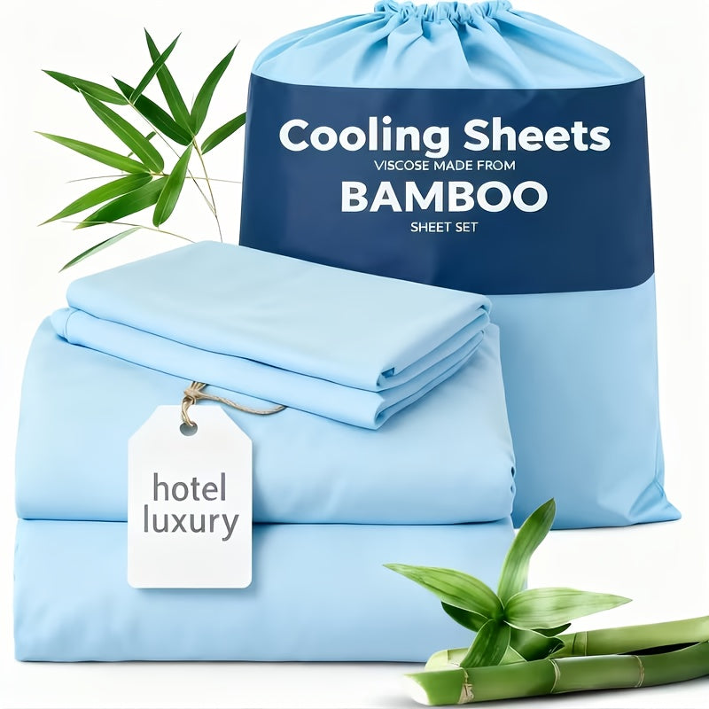 3/4pcs Cooling Sheets Set - Bamboo Bed Sheets Set Queen Size - Luxury Fitted Sheet Set - 1660TC Ultra Soft Children Sheet & Pillowcase Sets - Deep Pockets - Unmatched Comfort & Softness Sleep - Perfect Fit for All Beds Set - Include Random Color