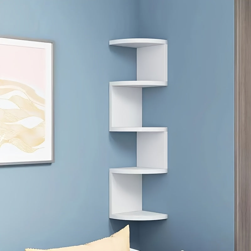 5-tier/3-tier Practical Shelf, Wall-mounted Corner Shelf, Easy to Install, Multi-layer Wall-mounted Storage Rack, Floating Shelf for Living Room, Bedroom, Kitchen, Bathroom, Office - Creative Decorative Storage Rack, Perfect Gift, 1/2pcs White/black