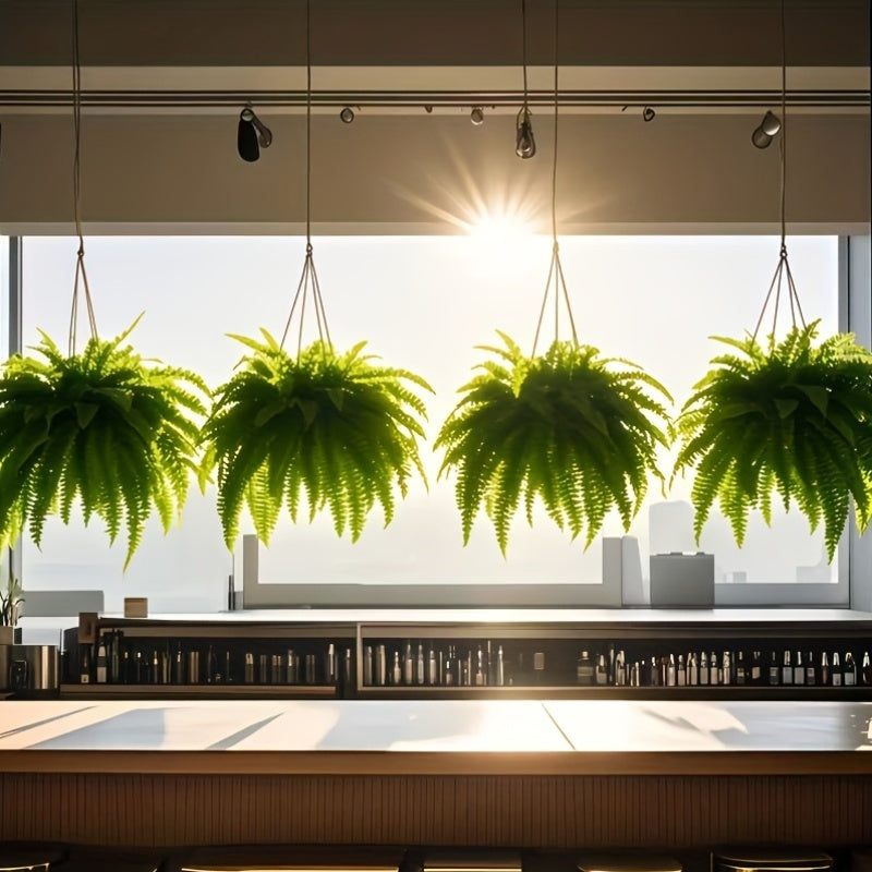 4pcs Large Realistic Artificial Boston Fern Plants Suitable for /Outdoor Use, Hanging Plastic Fake Ferns with Foliage - Maintenance-Free Housewarming Gift, for Home, Hotel, Decor, No Maintenance Required (No Container)
