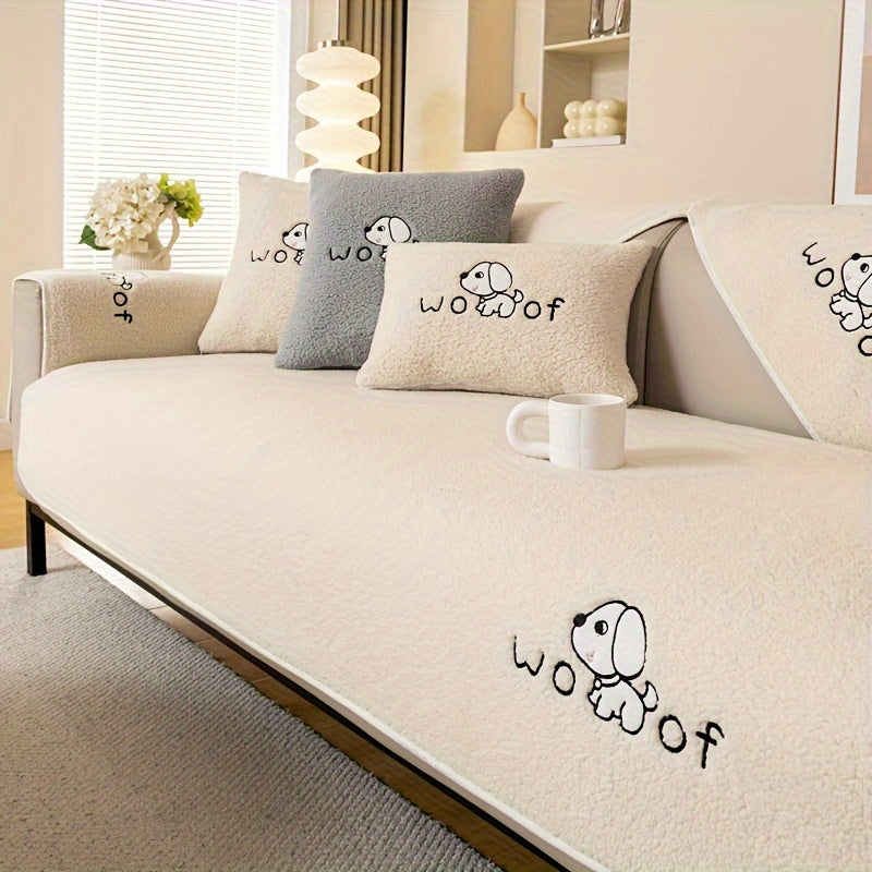 1pc Sherpa Couch Protector, Enhanced Sofa Cover, Suitable for Pets, a Favorite Among Pets, Thick Plush Sofa Shield, Non-Slip Plush Sofa Cover, Furniture Protection Cover, Home Decor for Bedroom, Office, And Living Room