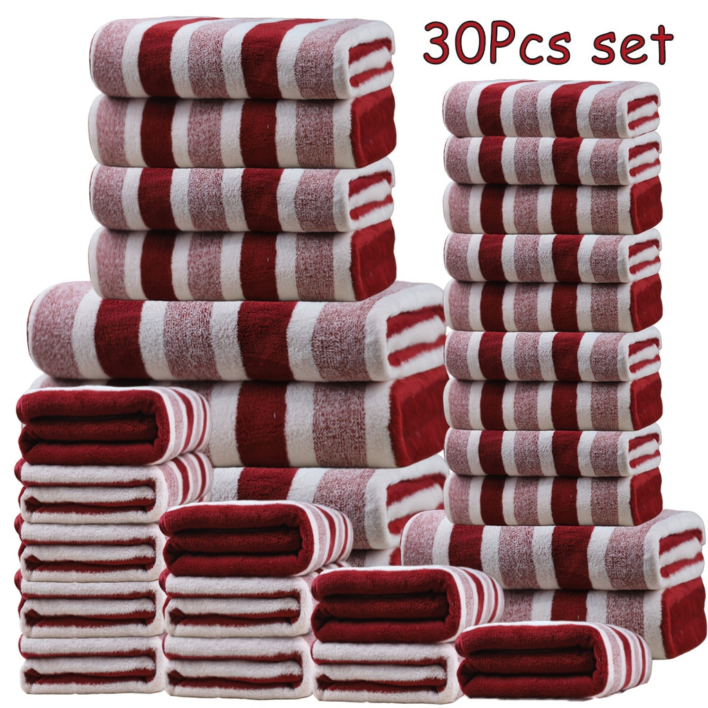 30pcs Large Wide Super Soft Coral Bath Towel Set, Quick Drying, Fast Absorption, Lightweight, Very Suitable for Home, Hotel And Spa Use, Outdoor Fitness, Camping Towel Bath Towel Set Christmas Gift Towel Bath Towel Set