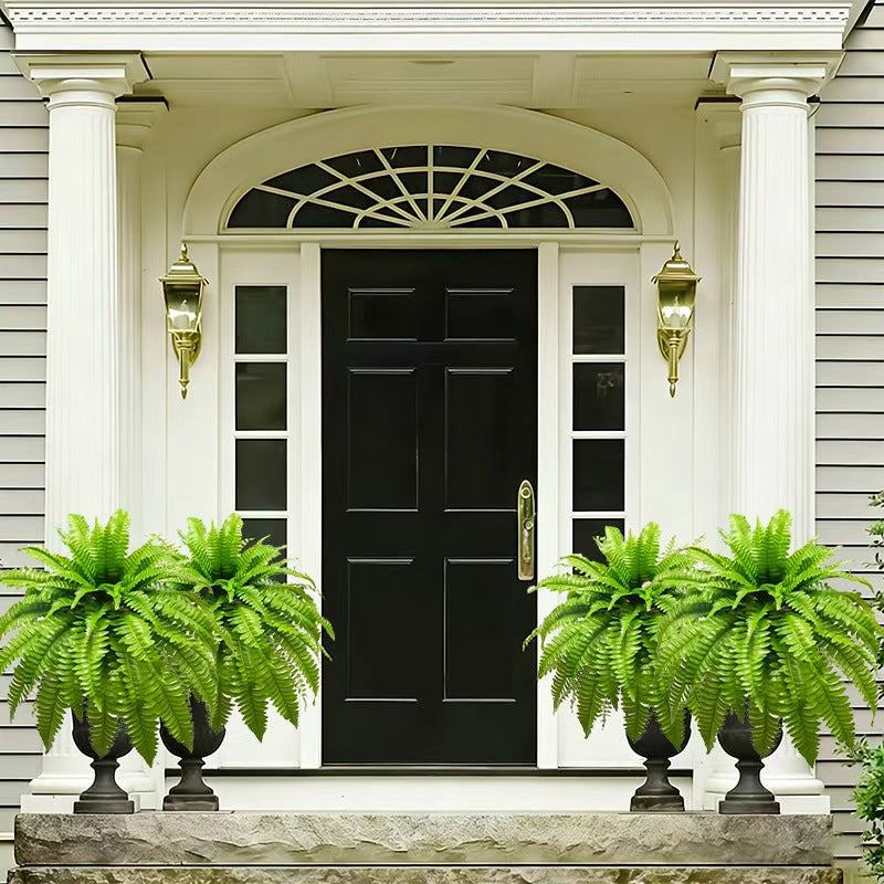 4pcs Large Realistic Artificial Boston Fern Plants Suitable for /Outdoor Use, Hanging Plastic Fake Ferns with Foliage - Maintenance-Free Housewarming Gift, for Home, Hotel, Decor, No Maintenance Required (No Container)