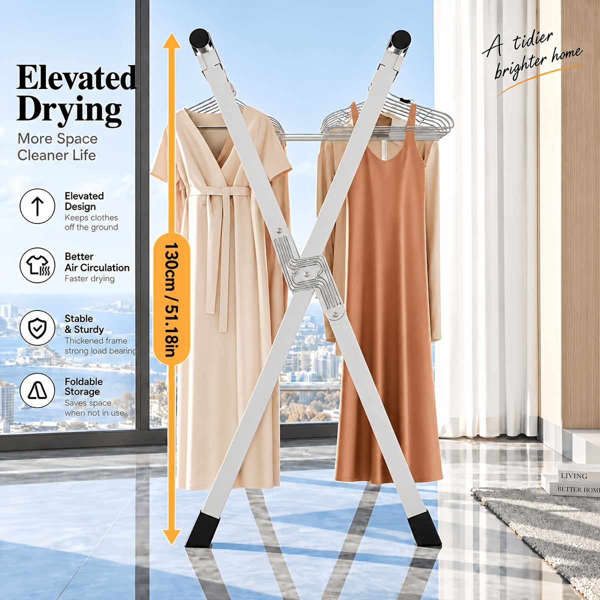 A Versatile Clothes Drying Rack Available in Three Sizes, 63", 78.7" And 95", Designed for Both Indoor And Outdoor Use. This Durable Metal Rack Is Collapsible And Features a Heavy-Duty Stainless Steel Clothesline, Drying Racks