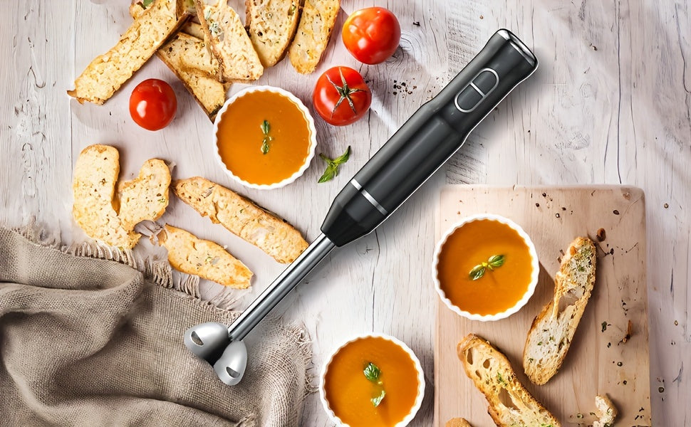 Lalayuan Electric Immersion Blender, Power Handheld Blender, 400W Portable Stick Mixer with 2 Mixing Speeds&Turbo Mode, 304 Stainless Steel Blades, Easy to Grip Speed Corded Hand Mixer, Perfect for Soup Smoothie Puree Food Fruit, with Detachable Base