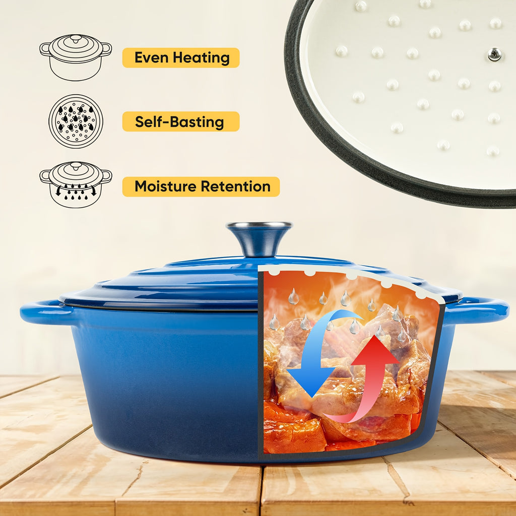 4.5QT Enameled Dutch Oven Pot With Lid, Cast Iron Dutch Oven With Dual Handles For Bread Baking, Cooking, Non-stick Enamel Coated Cookware