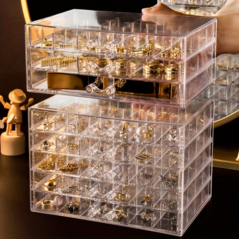 72/120 Layered Jewelry Storage Boxes, Fashionable Acrylic Jewelry Storage Boxes, Suitable for Storing Earrings, Necklaces, Bracelets, Rings, Bracelets, Watches and Other Jewelry. Large-capacity Designed Accessory Storage Boxes, the First Choice for C