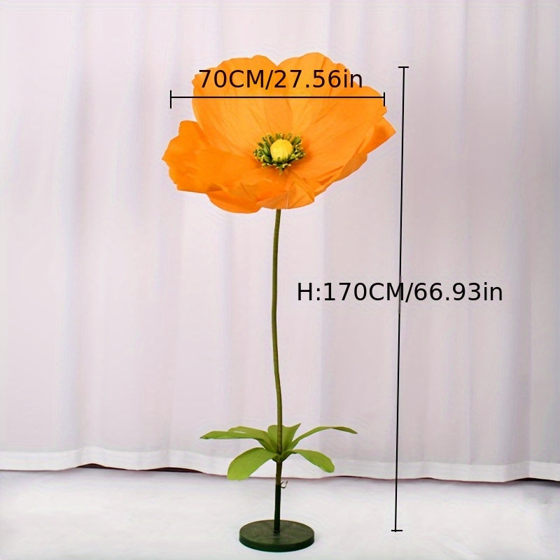 1pc, Super-large Poppy Artificial Flowers Fell To The Ground, Visited The Shopping Mall, Shop Window Decoration, Wedding Scene Decoration, Artificial Fake Flowers, Paper Flowers, Paper Art Flowers