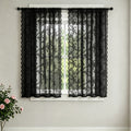 Bohemian Lace Curtains, Floral Semi-Sheer Light Filtering Window Panels for All-Season Home Decor in Multiple Colors and Sizes with Two-Piece Options