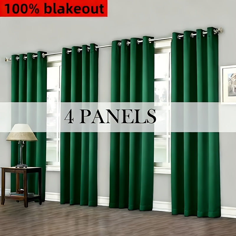 4pcs Set, Easy Blackout Curtains with Film Covering And Rope Loops, Suitable for Bedrooms, Studies, Living Rooms, And Dining Rooms As Blackout And Sun Protection Curtains