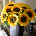 Artificial Sunflowers for Home Decor, Decorative Faux Flowers in 10, 12 or 20 Piece Options for Wedding Centerpieces, Party Tables and Photo Backdrops