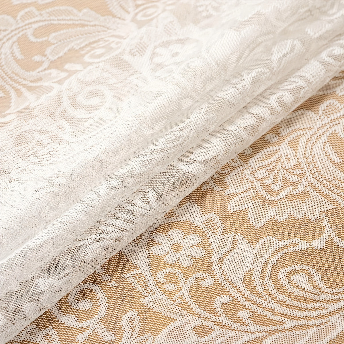 Elegant White Lace Tablecloth with Intricate Phoenix Tail Flower Embroidery - Perfect for Weddings, Receptions, Dinners, and Home Decor - Polyester, Rectangular, Machine-Made, Holiday Table Setting|Floral Lace Design|Polyester Fabric