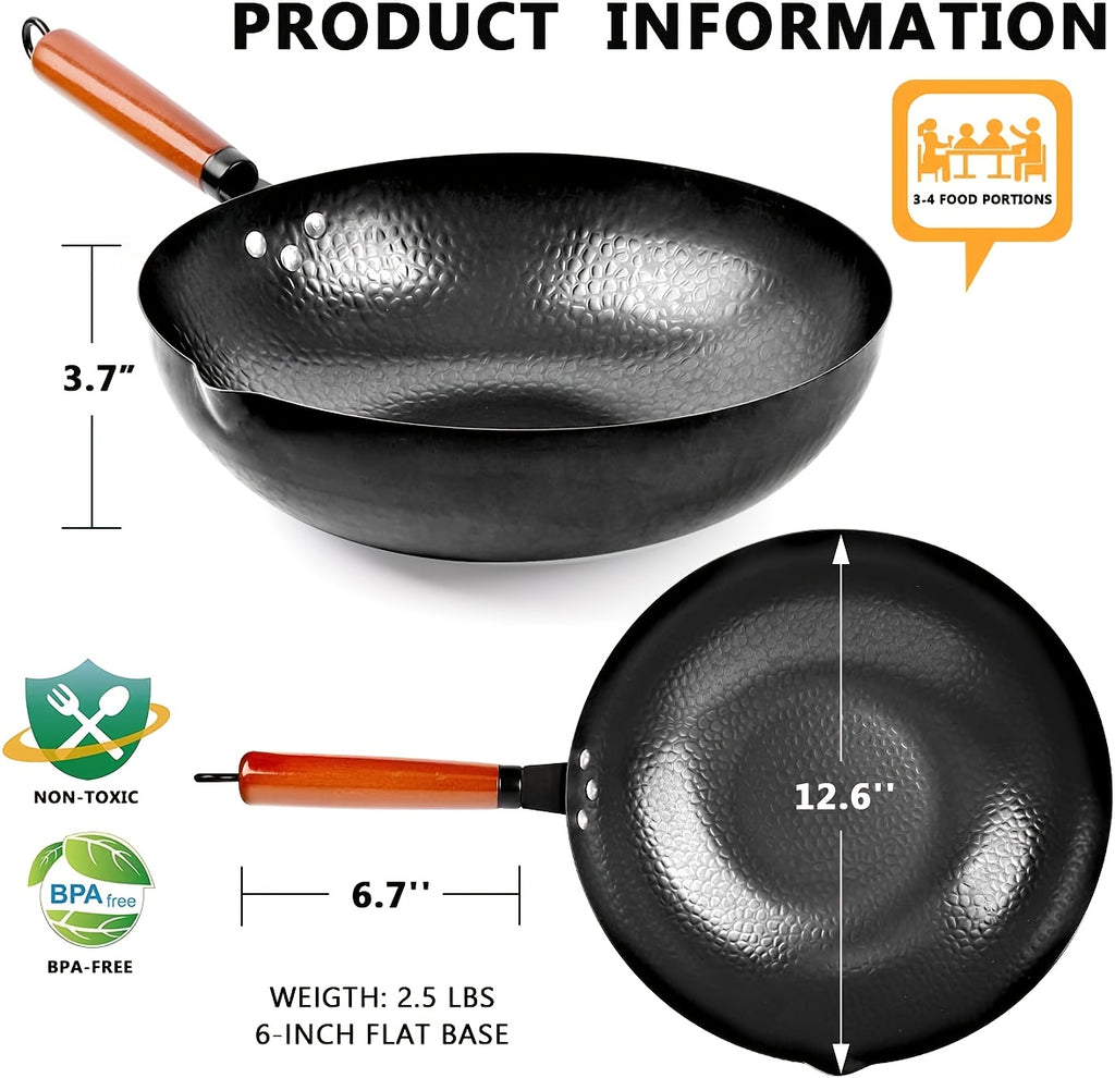 7/20pcs Covered Wok - Non Stick Cast Iron Cookware Frying Pan 12.6 Inches | Suitable for All Stoves, Comes with Kitchenware Accessories, Kitchen Utensils, Kitchen Tools, Kitchen Accessories, Camping Kitchen Supplies