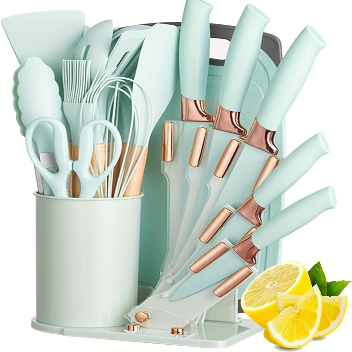 19 Sector Set And Knife Set, Perfect for Outdoor Camping - Heat-Resistant, Non-Stick, Wooden Handle, Easy to Clean - Perfect for Women'S Cooking Gifts, New Year'S And Valentine'S Day