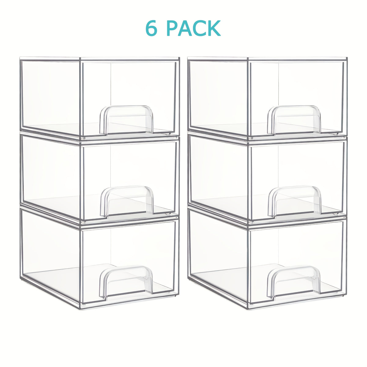 8 Pack Acrylic Bathroom Makeup Organizer, 7.5"D X 6"W X 4.4"H Clear Stackable Storage Drawers, Plastic Storage Bins for Vanity, Home Organization And Storage