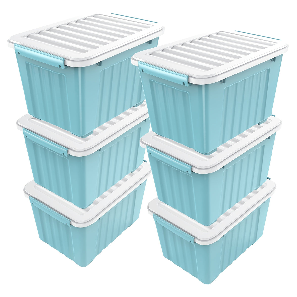 4/6 Pack of Storage Boxes with Lids And Wheels, 72 And 97 Quarts Capacity, Ideal for Storing Various Household Items, Stackable, Available in Three Colors