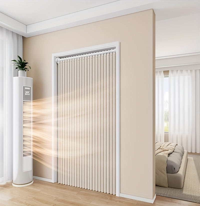2D Door Curtain, Elegant Bohemian Style Folding Door Curtain with Stripes - Polyester, Magnetic Partition Living Room, Bedroom, Kitchen - Easy to Hand Wash, No Power Required, Multi-Function Home Decor, Multi-Function Curtain | Pastoral Theme |