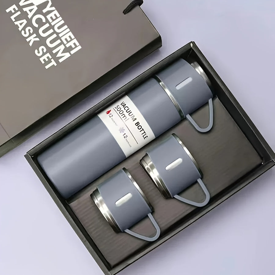 1 hot water bottle, metal vacuum cup, portable coffee cup and hot water bottle combination, suitable for RV and outdoor exploration, gift thermos, cup