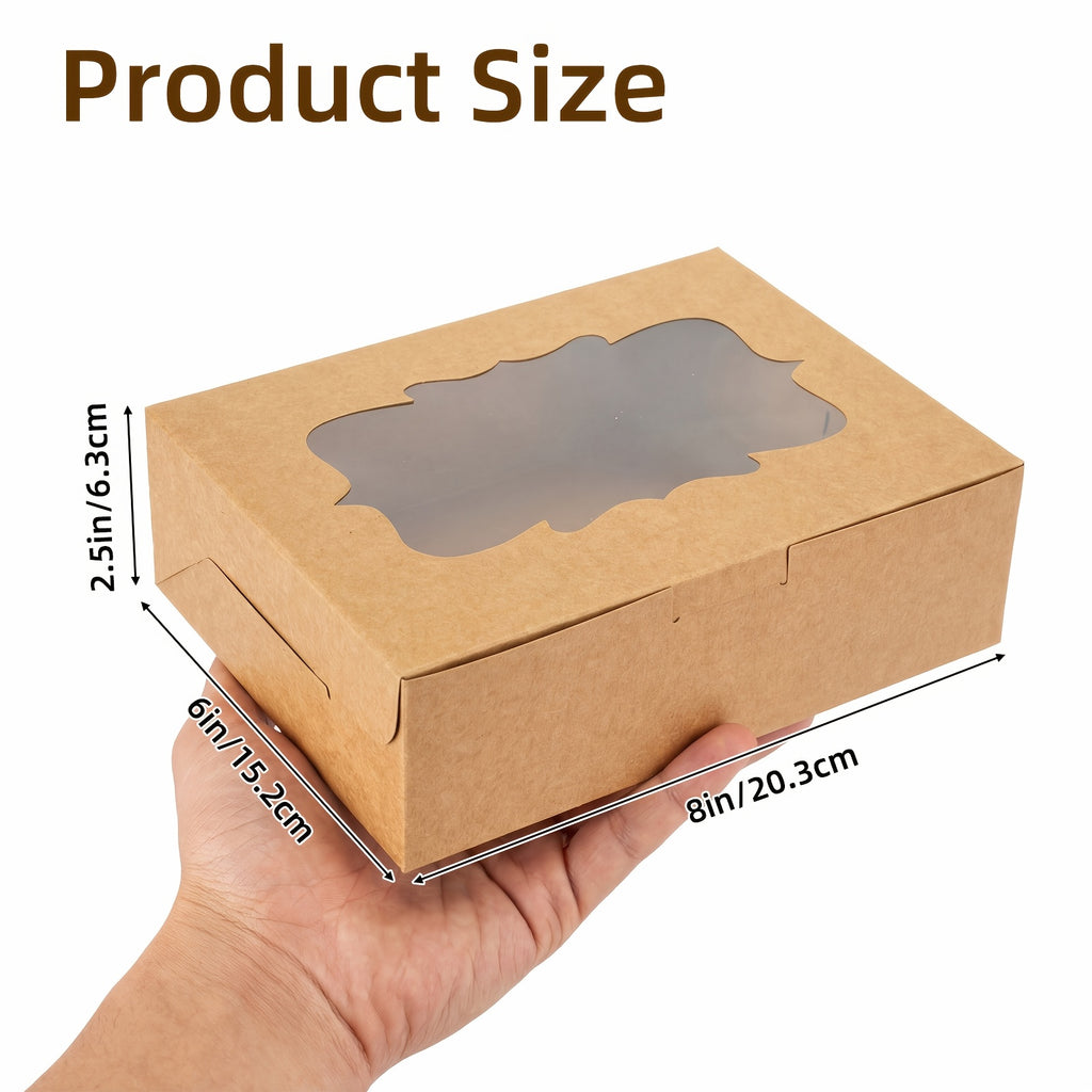 TOMNK 48pcs Cookie Boxes, Treat Boxes with Window, Cake Packaging Box, Bakery Brown/White Pastry Boxes, Caja De Galletas, Macaron Boxes, Dessert Storage Box, Kraft Cartons, for Birthday Party, Wedding, 8X6X2.5 in
