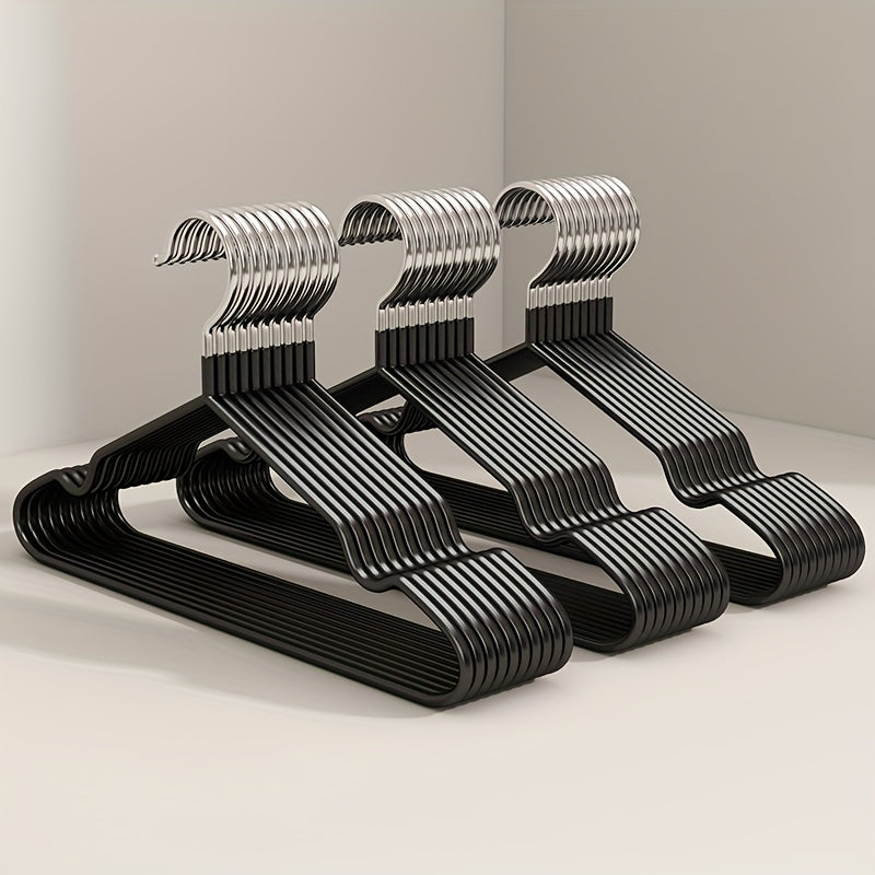 60/50/25/20pcs, Non-slip Heavy-duty Hanger, (15.75" × 7.87"), 40-50g Black Manganese Steel Dip Hanger, Bedroom Storage, Laundry Storage Helper, Advanced Long-lasting Storage Solution For Bedroom And Closet, Wet And Dry, Space-saving Design