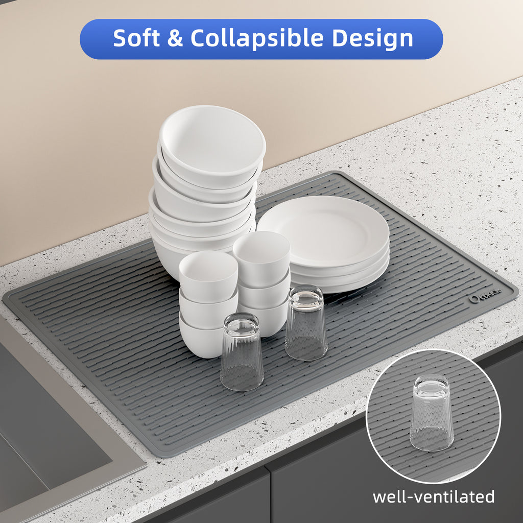 Oversized Thick Silicone Cover for Stove Tops, Measuring 75.7X53.2Cm (29.8X20.8In), Featuring Anti-Slip Stripes And Made from Quiet Material, Suitable for Kitchen And Restaurant Use Dish Drying Mats