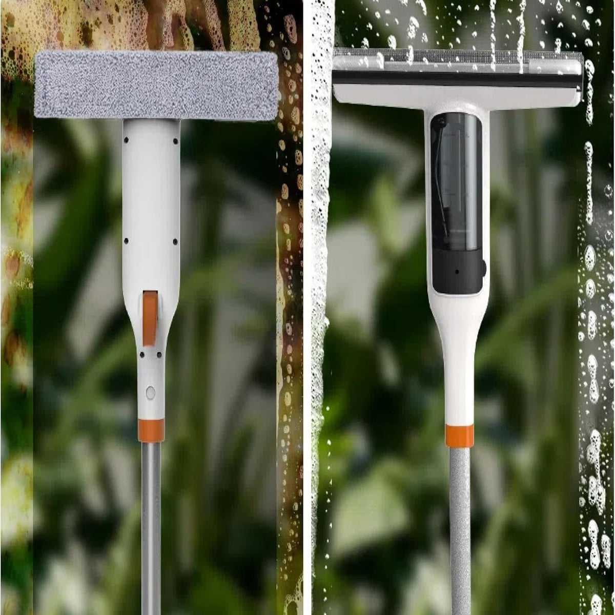 [3-in-1 Glass Cleaning] 3-in-1 Glass Cleaning Kit - Durable Metal Pole, Scraper Included - Ideal for High Windows, Shower Doors & Car Windshields - Essential Home Cleaning Tool