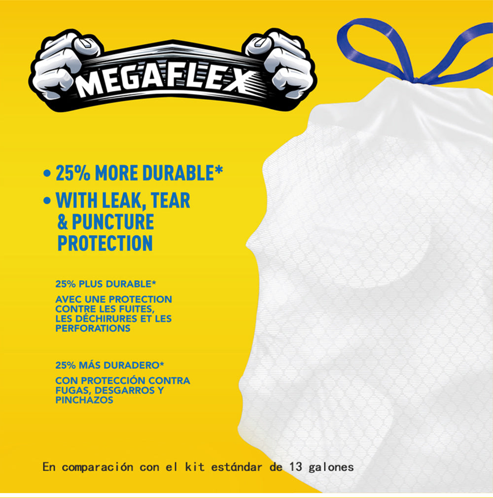 Boxed Disposable Non Tear Garbage Bag 150/78 Pieces 3 Rolls Puncture Tear Resistant Trash Bags, 13 Gallon Capacity, ODOR ELIMINATORTECHNOLOGY Kitchen Drawstring Garbage Bags Fresh Clean Scent With Lemon Mint Scent, 150/78 Count EASY TO USEDRAWSTRINGS MORE