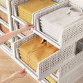 Foldable Closet Storage Baskets, 3-Piece Stackable Organizer Set for Lightweight Clothes, Files, Wardrobe Shelves, Bedrooms and Laundry Rooms