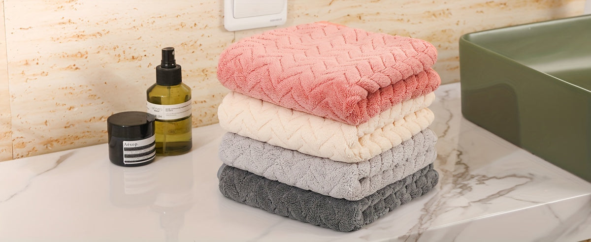 4pcs Hand Towel Set Is Made From Soft, Highly Absorbent Coral Fleece Fabric And Features Quick-drying Technology.ideal for Use At Home, Spas And Hotels, Perfect Gifts for Back to School, Labour Day, Halloween, Thanksgiving, Black Friday, Christmas!