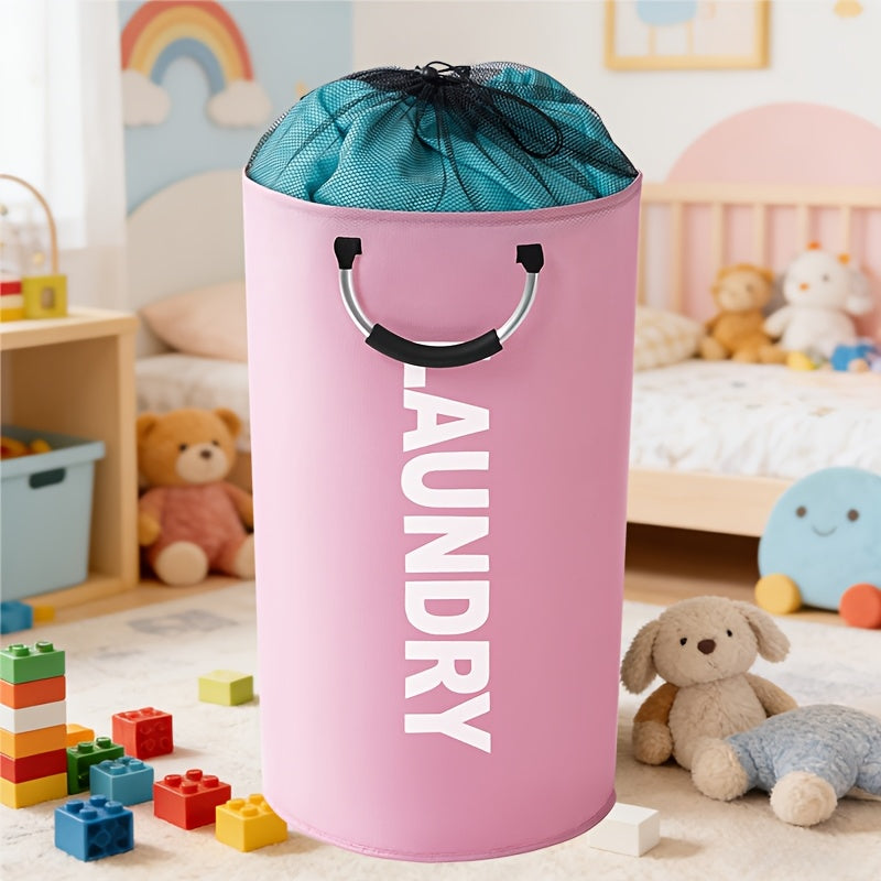 1pc/2pcs 25.1gal Large Capacity Foldable Laundry Basket (New Drawstring Design) - A Foldable Fabric Clothing Storage Basket Suitable for Multiple Scenarios, Suitable for Bathrooms, Rooms, Outdoors, Dormitories, Multi-Functional Laundry Basket