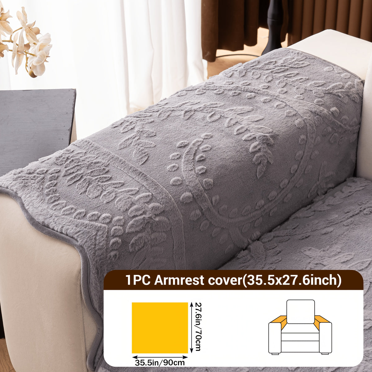 1pc Thickened Quilted Machine Washable Sofa Cushion, Faux Rabbit Fur Comfort Warm Non-slip Plush Sofa Cover, Breathable and Comfortable Pet-friendly for Bedroom, Office, Living Room, Suitable for 2/3/4-seater Sofa, Home Winter Decor, Christmas Gifts