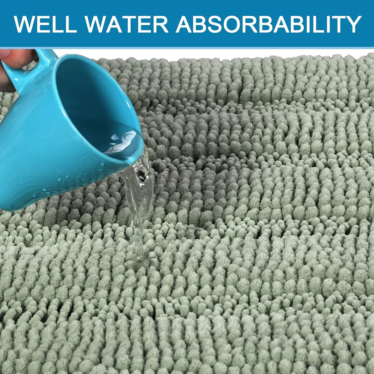 AIERJIA Bathroom Rugs, Set of 2 Thick Chenille Striped Shaggy Bath Mats for The Bathroom, Non-Slip Mats for Bathroom Flooring (32 X 20 And 24 X 17 Inches)
