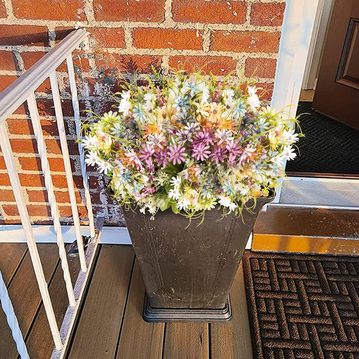 3 Bundles Wildflowers Artificial Flowers Outdoor Fake Daisy UV Resistant Wild Flower Bouquets Bulk Faux Plants Plastic Greenery for Decoration Vase Floral Arrangements Home Decor