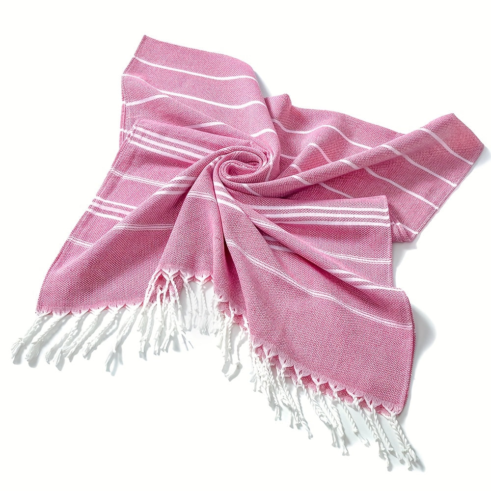 1pc Classic Series Durable And Shrink-Resistant Turkish Striped Beach Towel, Lightweight And Quick-Drying, Oversized at 90X180Cm/35. 5X71Inch, Suitable for Pools, Travel, And Outdoor Use, Soft And Sand-Resistant, Available in Various Colors