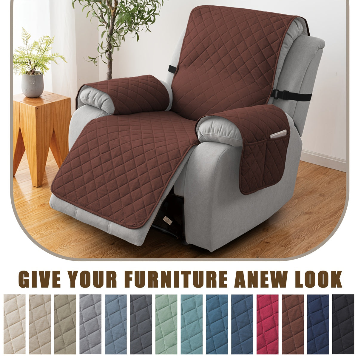 1pc 100% Non-Slip Recliner Chair Cover Sofa Slipcover, Pet Cover For Large Recliner With Elastic Straps, Washable Chair Seat Cover Recliner Chair Furniture Protector, Recliner Compatible, Valentine'S Day Home Decorations