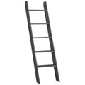 Blanket Ladder Shelf, 5-Tier Leaning Particleboard Rack with Deep Rungs and Felt Pads for Throws, Quilts, Towels and Farmhouse Living Room Organization